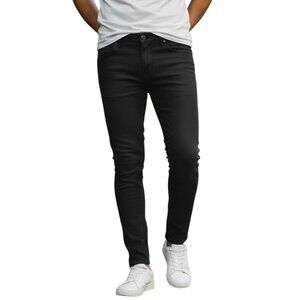 H&M 30 Mens Black Coated Denim Slim Fit Jeans Edgy Luxe Neo-Minimalist